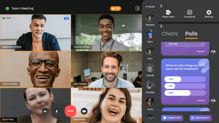 online meeting and streaming application poll creation